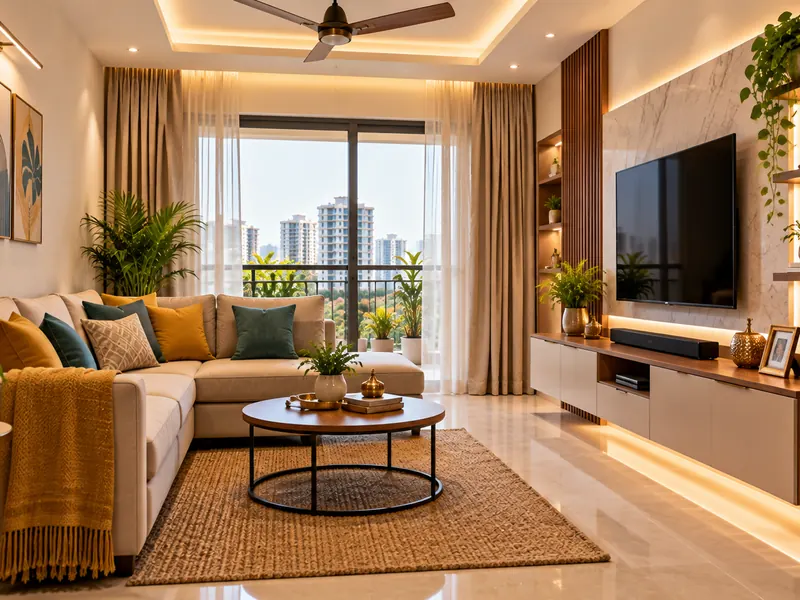 Compact living room for a 2BHK in Hyderabad