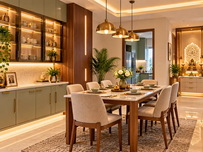 Dining area with crockery unit in Hyderabad