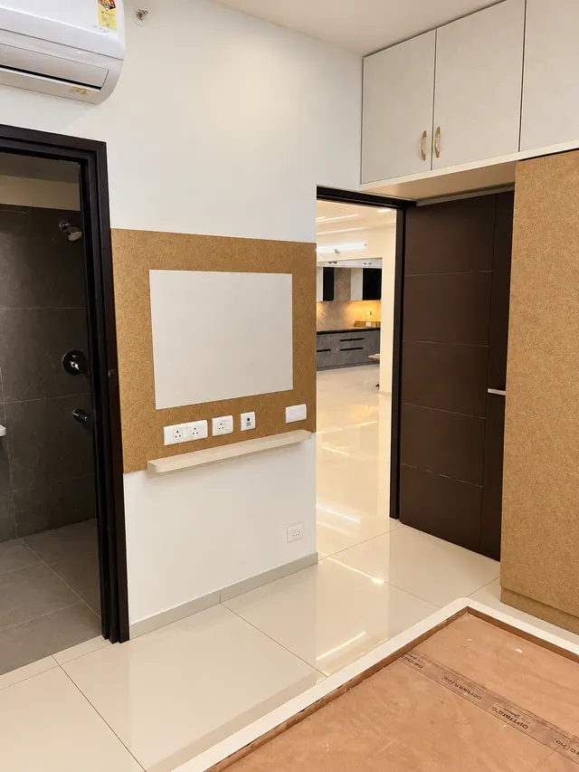 Dresser panel with lofts in textured laminate, completed by Casa Interiors in Hyderabad